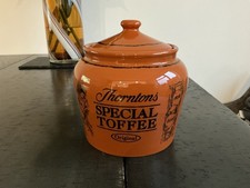 Thorntons Special Toffee Ceramic Storage Jar with Lid 6.5” Tall Terracotta Glaze
