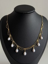 Natural Freshwater Baroque Pearls Multiple Layers Necklace Gold Plated Women