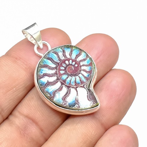 Blue ammonite fossil - blue,