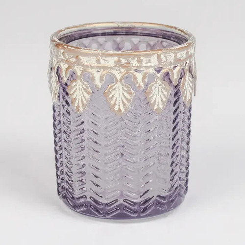Vintage purple glass candle - vintage,