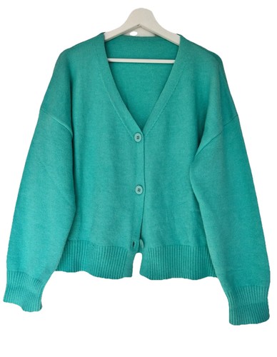 Women turquoise knit button - turquoise,