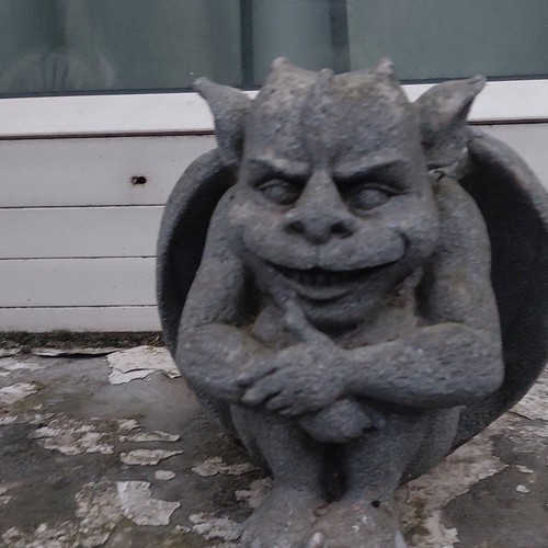 Grey stone gargoyle garden - stone,