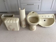 Bathroom - Topra Vit Matching Floral Toilet Bowl, Cistern (+) Basin & Pedestal