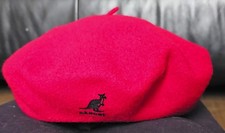 Vintage Kangol Raspberry Beret with Logo, 100% Wool - Made in UK