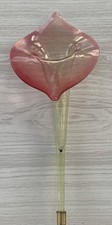 Antique Victorian Pretty Pink Glass Fluted Curved Trumpet Epergne flower Flute