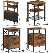 HOOBRO Side Table Coffee Table End Table NightStand Bedside Table with 2 Drawers