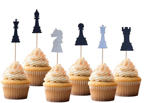 12x chess glitter cupcake cake - glitter,