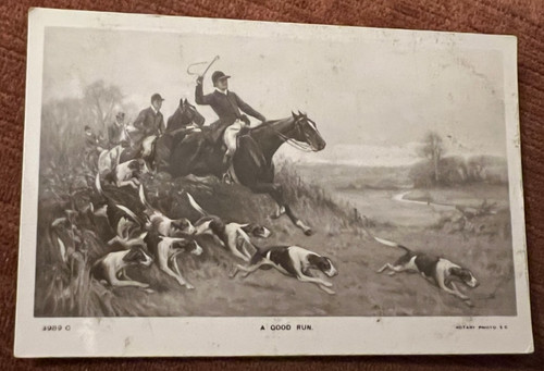 Antique postcard fox hunting