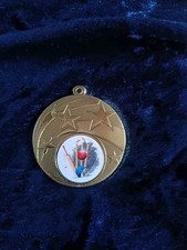 Gold Cricket Medals X 1 & Red/White/Blue Ribbons Top Quality 50mm Heavyweight