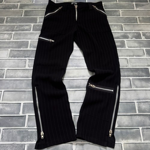 Black pinstripe zip cargo - zip,