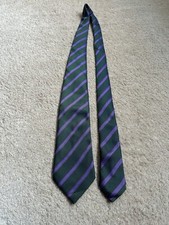 Garrick Anderson Green Purple Stripe Military Style Tie Silk 