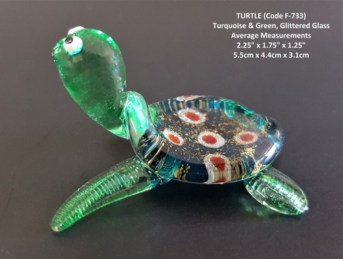 Blown glass turtle figurine - glass,