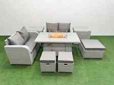 Fimous PE Wicker Rattan Furniture Sofa Sets with Firepit Dining Table Love Sofa