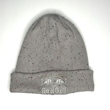 RARE Red Bull New Era Knit Beanie Thick Winter Cap Gray Embroider White Logo