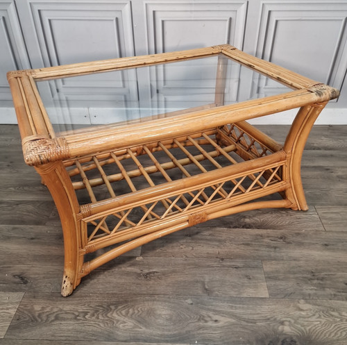 Vintage rattan coffee table - vintage,