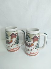 vintage pair of limited edition Budweiser stein Clydesdale  horse holiday design