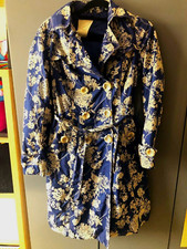 Elizabeth Emanuel navy floral trench coat size 10