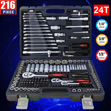 Professional 216PCS Ratchet Spanner Socket Set 1/2" 1/4" 3/8" Tool Kit w/Case,UK