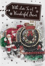 TO A WONDERFUL SON CHRISTMAS CARD WITH RED FOIL DETAIL