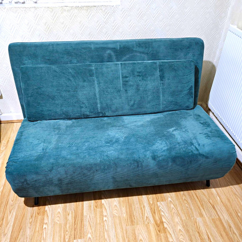 Teal fabric convertible - teal, sofa