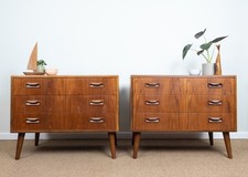 Pair of Refinished Vintage Mid Century G-Plan Teak Bedside Chest of Drawers