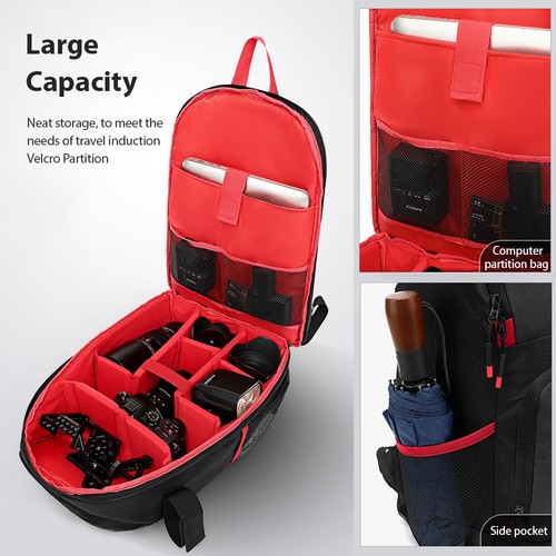 Black camera backpack - black,