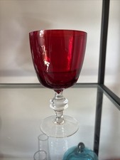 Retro Vintage Wine Glasses Ruby Red Cranberry Glass Style French Made Bar Wine