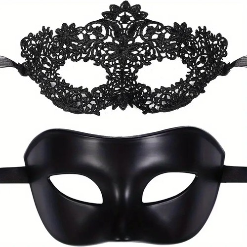 2pcs black lace masquerade - 1/2pcs,