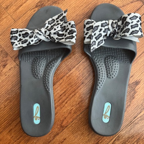 Oka grey slide leopard - oka, bow