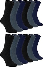 MENS SOCKS 100% Cotton Non Elastic Size 6-11 /11-14 Soft Top Diabetic 3-12 Pairs