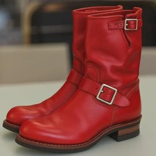 Handmade Mens red biker boots