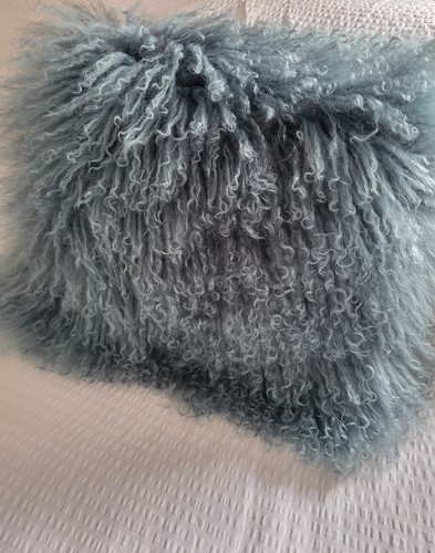 Mongolian teal blue cushion - mongolian,