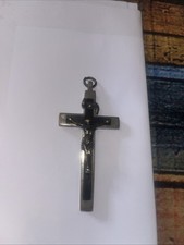 Vintage Bronze and Wood Crucifix – Jesus Christ Cross Pendant