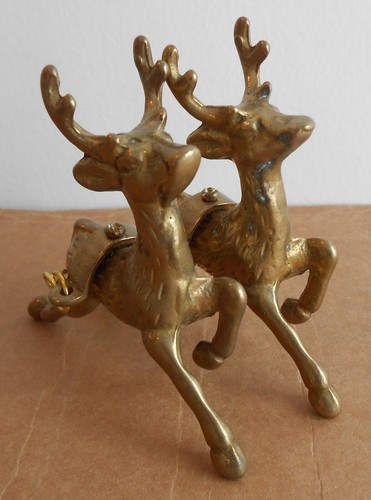Brass reindeer santa sleigh - brass, santa's