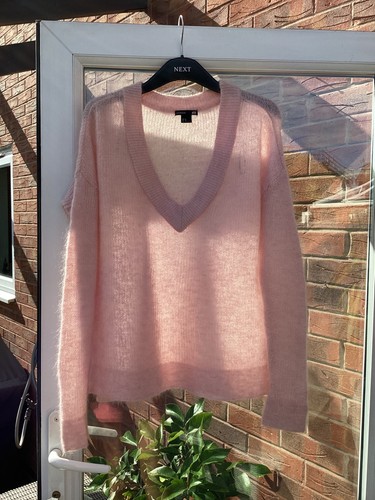Pink mohair mix v - mohair, v-neck