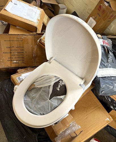 White oval plastic toilet - white,