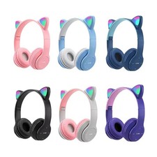 Cat Ear Wireless Bluetooth Headphones RGB LED Light Kids Girls Gaming Music