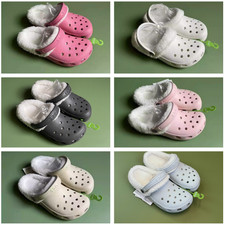New Crocs Adults Mens Womens Classic Lined Warm Faux Fur Slip On Slipper Clogs