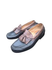 Mens Leather Tassel Loafers Brown Black Size US 9 UK 8 EU 42 Classic Slip Shoes