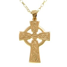 9ct Gold Celtic Cross pendant necklace with 18" Chain and jewellery gift box