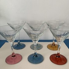 6 French Luminarc Harlequin Martini Cocktail Glasses 14cm Tall 
