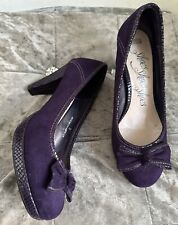 Purple Croc Heel Suede Style Marks & Spencer Size 3 Court Shoes Bow