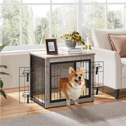 Dog crate furniture end table - dog,