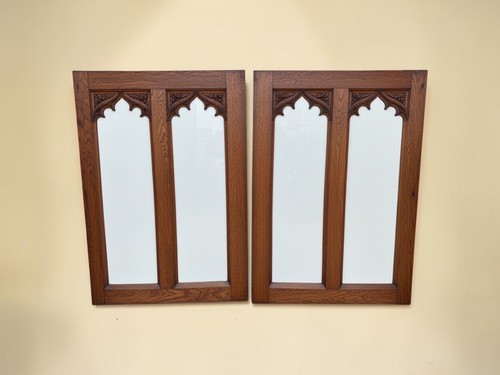 Pair gothic revival carved oak - gothic,