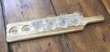 Beer Shot Drink Sampler Paddle Board Plank Wooden Flight Tray Sample Slots