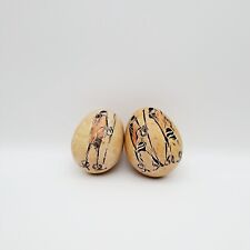 marble stone Etched painted eggs soap stone African Kenya Decorative display x2