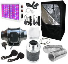 Grow Tent Kit Small & Complete LED Light, Fan Filter, 80 x 80 cm & 60 x 60 cm