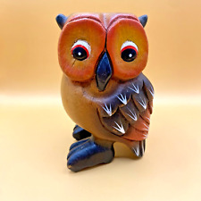 VTG Hand Carved Art Folk Wooden Owl  Bird Whistle Sound Musical Instrument