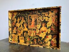 Vintage Wooden Decoupage Serving Tray Farmhouse Barn Salvage