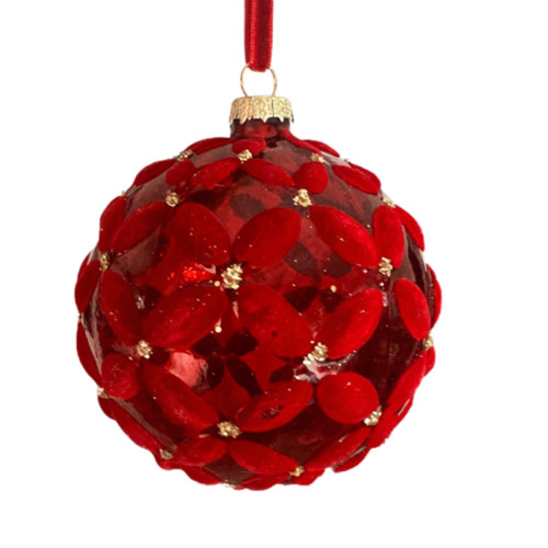 Red bauble glass ornament - red,
